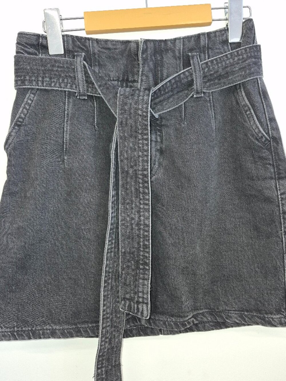 Dynamite Black Wash Denim Paperbag Mini Skirt Size Small
